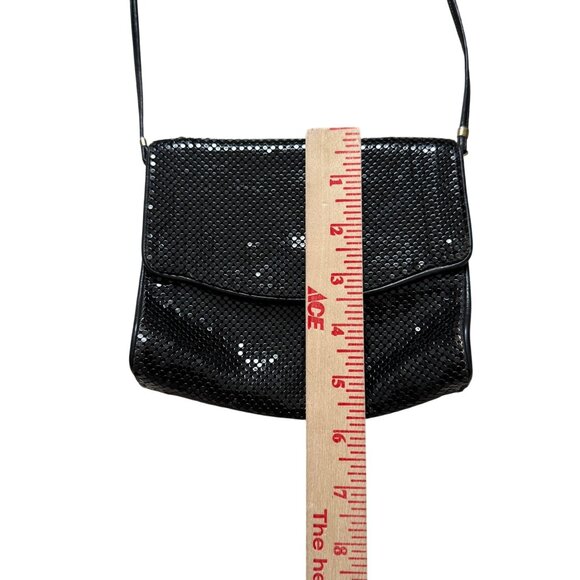 Whiting and Davis Black Mesh Evening Bag With Long Strap & Snap Closure - Picture 2 of 7